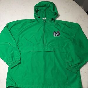 Champion Notre Dame Fighting Irish Green Windbreaker 1/2 Zip SIZE L